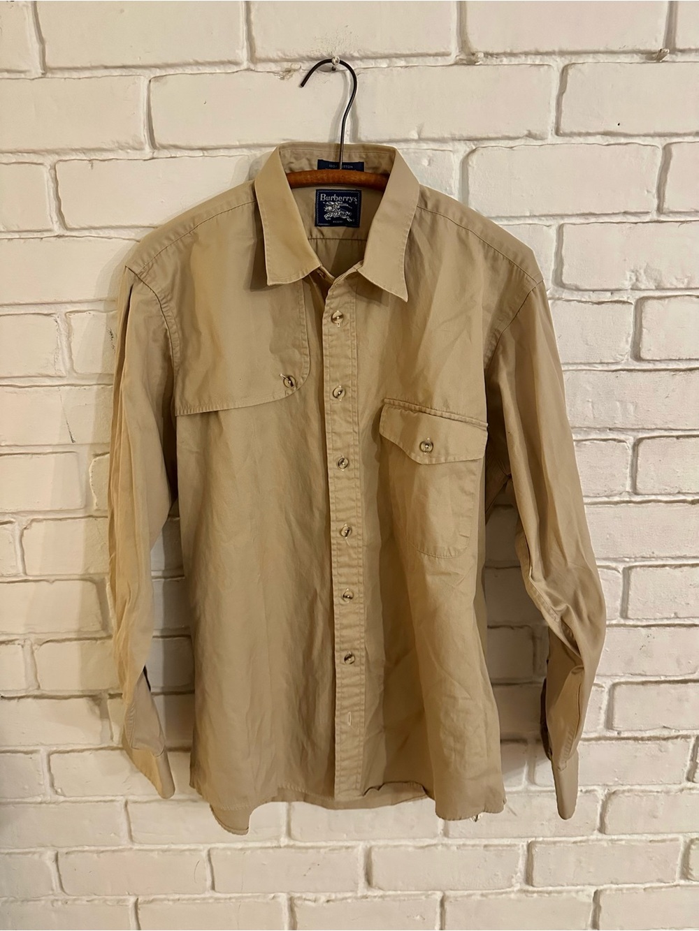 Vintage Burberry Button-Front Heavy Cotton Utility Men's Shirt Size L
